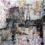 Almacén viejo, mixed media on canvas, 200x200 cm, 2010. Almacén viejo