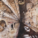 It's not the fall that hurts, it's when you hit the ground, acrylic on canvas, 80x120 cm, 2013. It's not the fall that hurts, it's when you hit the ground
