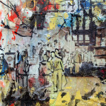 People, mixed media on canvas on canvas, 30x30 cm, 2012. People