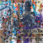 Low level high-rise, mixed media on canvas, 100x100 cm, 2011. Low level high-rise
