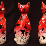 Red cat,  mixed media, plaster, 36 x 14 x 12 cm, 2014.